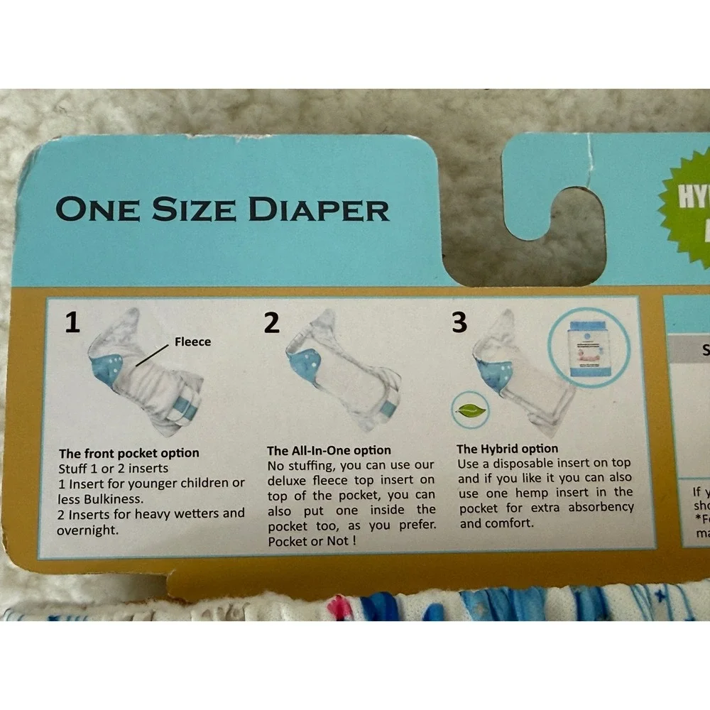 Charlie Banana One Size Cloth Diaper Blue Cactus Desert Print with 2 Inserts